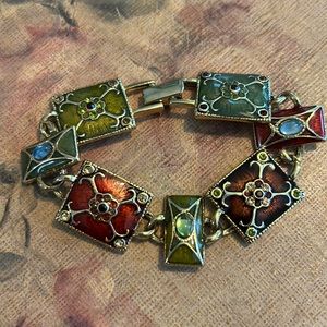 Vintage Enamel  Bracelet 8 inch